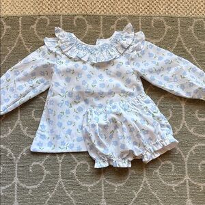 Eliza James Kids 3T Floral Two Piece Outfit Diaper Set with Ruffled Collar